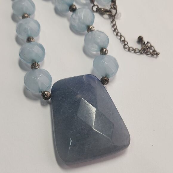 Large Blue Semi Precious Stone Necklace - Picture 2 of 6